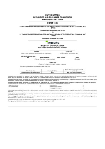Miniature Ingevity 10-Q Rapport trimestriel 2025 