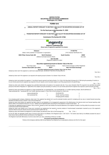Miniature Ingevity 10-K Rapport annuel 2025