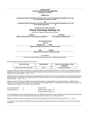 Vorschaubild Priority Technology Holdings
 10-Q Quartalsbericht 2020 