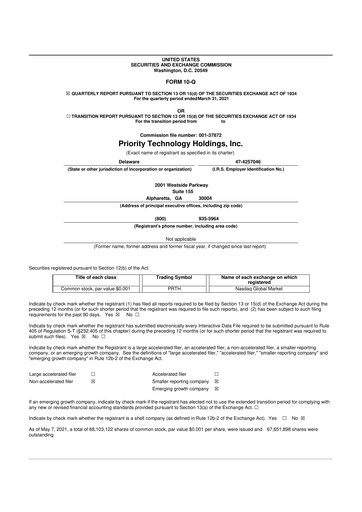 Vorschaubild Priority Technology Holdings
 10-Q Quartalsbericht 2021 