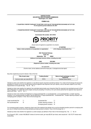 Vorschaubild Priority Technology Holdings
 10-Q Quartalsbericht 2021 