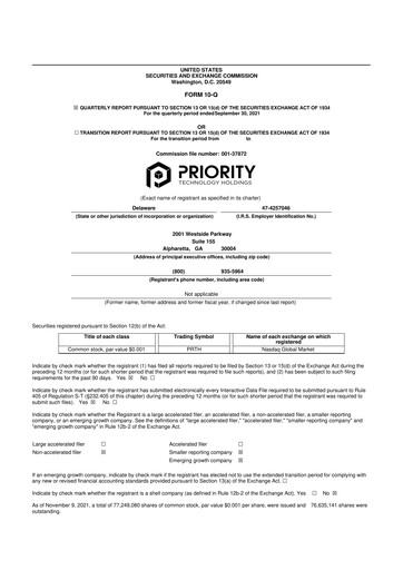 Vorschaubild Priority Technology Holdings
 10-Q Quartalsbericht 2021 