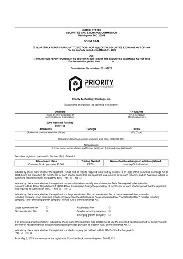 Vorschaubild Priority Technology Holdings
 10-Q Quartalsbericht 2023 