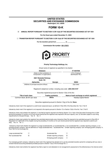 Miniature Priority Technology Holdings
 10-K Rapport annuel 2023