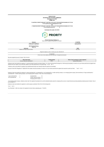 Vorschaubild Priority Technology Holdings
 10-Q Quartalsbericht 2024 