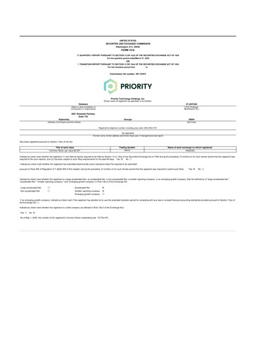 Vorschaubild Priority Technology Holdings
 10-Q Quartalsbericht 2025 
