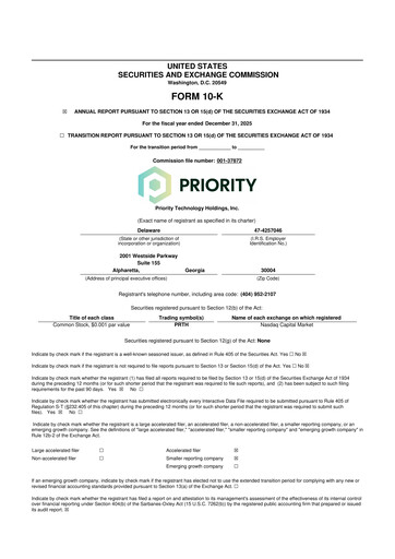Miniature Priority Technology Holdings
 10-K Rapport annuel 2025