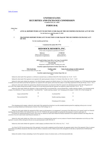 Thumbnail Red Rock Resorts 10-K Annual Report 2023