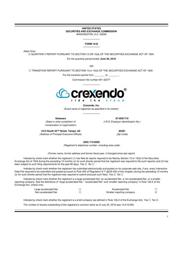 Vorschaubild Crexendo 10-Q Quartalsbericht 2016 