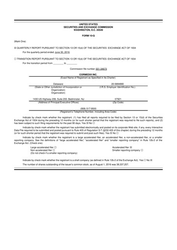Thumbnail CorMedix 10-Q Quarterly Report FY2016 