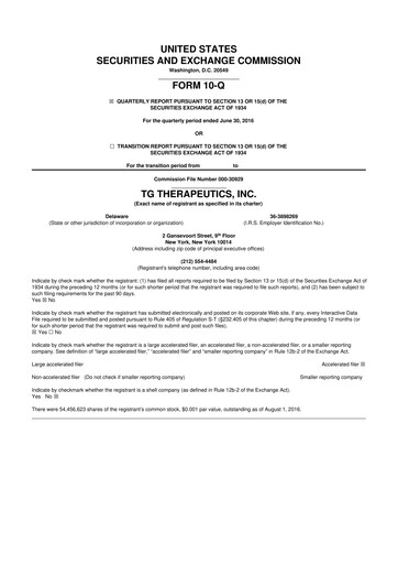 Thumbnail TG Therapeutics 10-Q Quarterly Report FY2016 