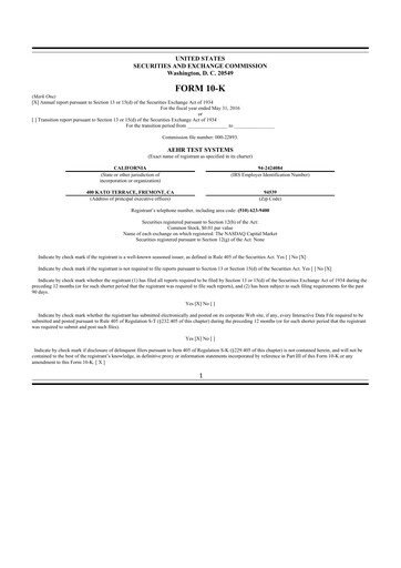 Thumbnail Aehr Test Systems 10-K Annual Report 2016