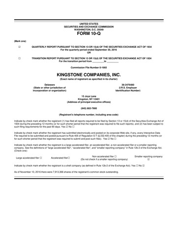 Vorschaubild Kingstone Companies 10-Q Quartalsbericht 2016 