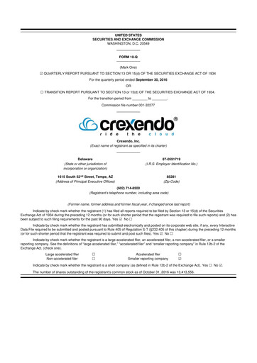 Vorschaubild Crexendo 10-Q Quartalsbericht 2016 