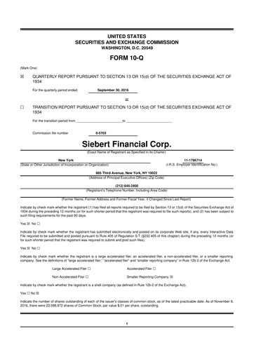 Vorschaubild Siebert Financial 10-Q Quartalsbericht 2016 