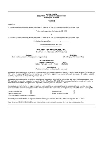 Thumbnail Palatin Technologies 10-Q Quarterly Report FY2017 