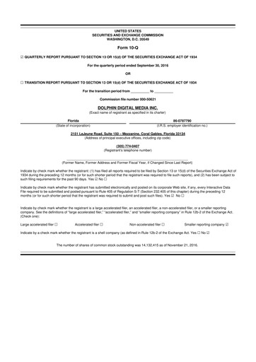 Thumbnail Dolphin Entertainment
 10-Q Quarterly Report FY2016 