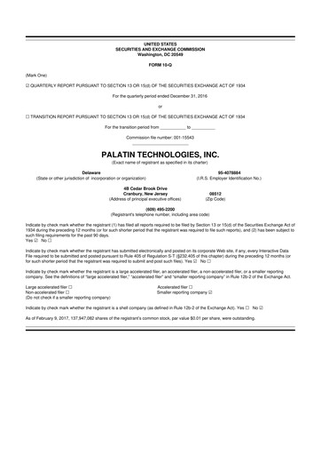 Thumbnail Palatin Technologies 10-Q Quarterly Report FY2017 