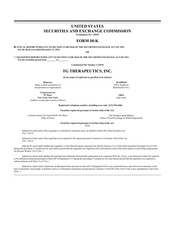 Thumbnail TG Therapeutics 10-K Annual Report 2016