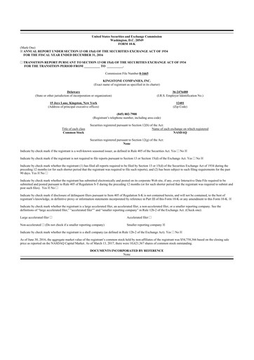 Thumbnail Kingstone Companies 10-K Annual Report 2016