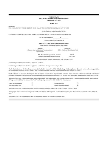 Thumbnail United States Antimony Corporation 10-K Annual Report 2016