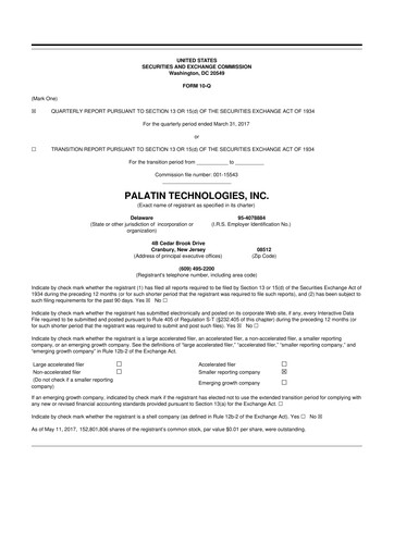 Thumbnail Palatin Technologies 10-Q Quarterly Report FY2017 