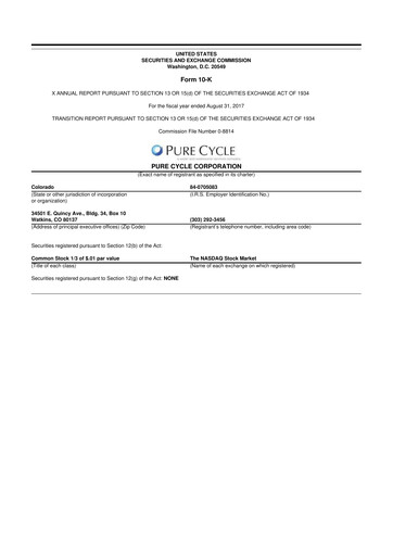 Thumbnail Pure Cycle (water) 10-K Annual Report 2017