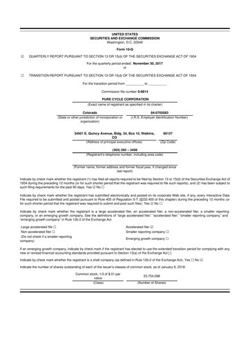 Thumbnail Pure Cycle (water) 10-Q Quarterly Report FY2018 