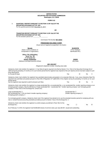 Thumbnail Freedom Holding 10-Q Quarterly Report FY2018 