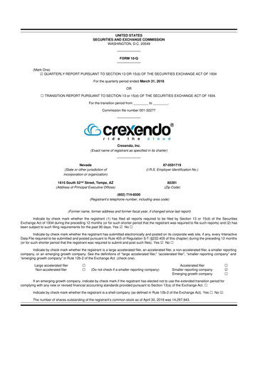 Vorschaubild Crexendo 10-Q Quartalsbericht 2018 