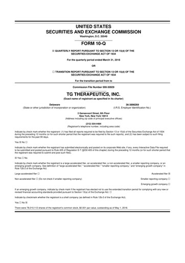 Thumbnail TG Therapeutics 10-Q Quarterly Report FY2018 