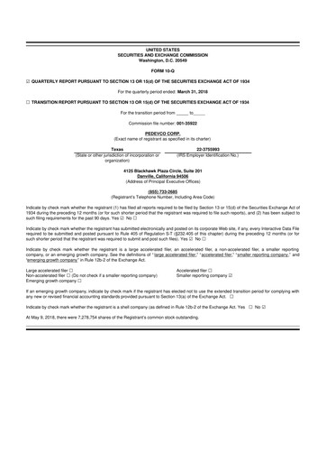 Thumbnail PEDEVCO
 10-Q Quarterly Report FY2018 