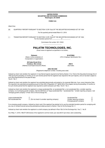 Thumbnail Palatin Technologies 10-Q Quarterly Report FY2018 