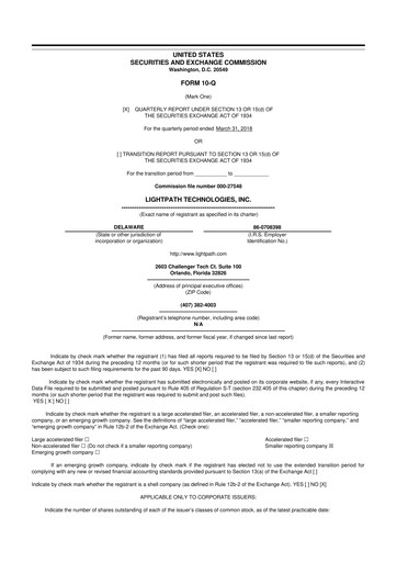 Thumbnail LightPath Technologies 10-Q Quarterly Report FY2018 
