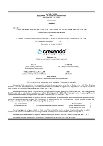 Vorschaubild Crexendo 10-Q Quartalsbericht 2018 