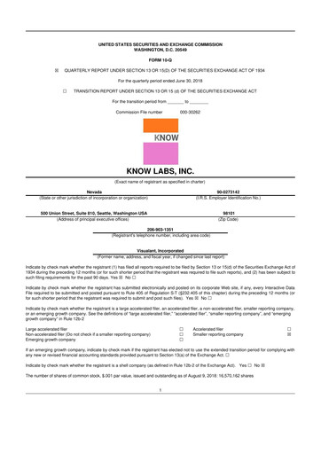 Thumbnail Know Labs 10-Q Quarterly Report FY2018 