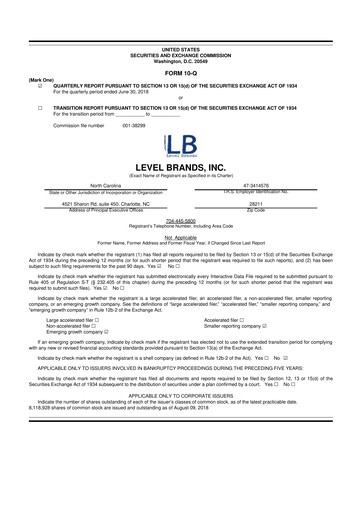 Miniature cbdMD 10-Q Rapport trimestriel 2018 