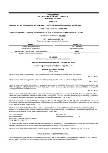 Thumbnail Flux Power 10-K Annual Report 2018