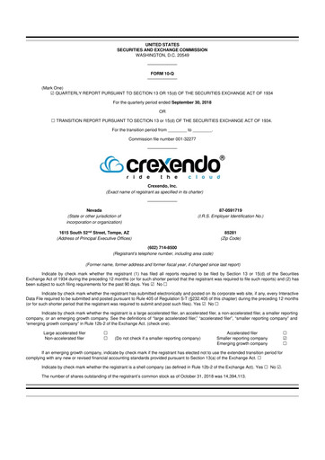 Vorschaubild Crexendo 10-Q Quartalsbericht 2018 
