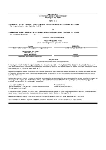 Thumbnail Freedom Holding 10-Q Quarterly Report FY2019 
