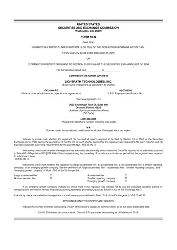 Thumbnail LightPath Technologies 10-Q Quarterly Report FY2019 