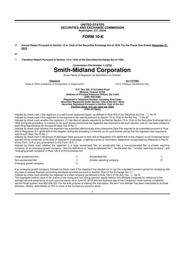 Miniature Smith-Midland Corporation 10-K Rapport annuel 2018