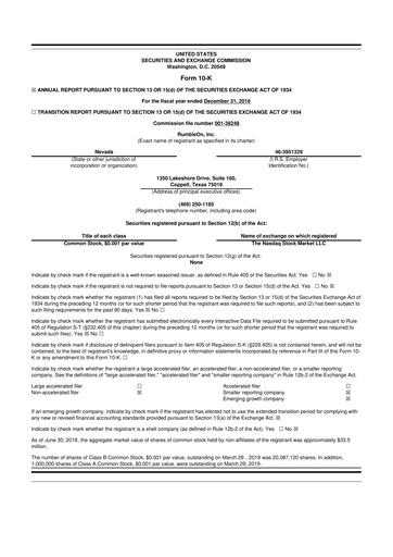 Miniature RumbleOn 10-K Rapport annuel 2018