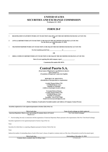 Miniature Central Puerto
 20-F Rapport annuel 2018