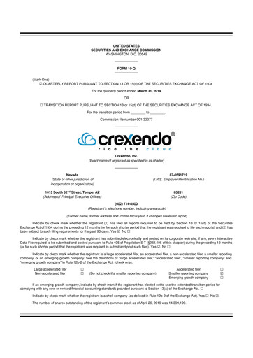 Vorschaubild Crexendo 10-Q Quartalsbericht 2019 