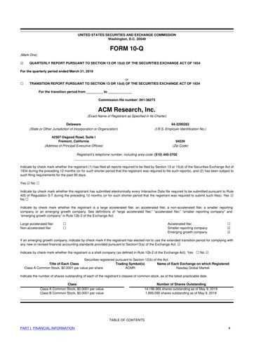 Thumbnail ACM Research
 10-Q Quarterly Report FY2019 