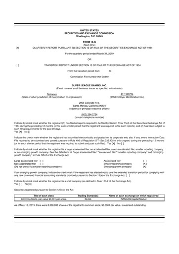 Thumbnail Super League Enterprise 10-Q Quarterly Report FY2019 
