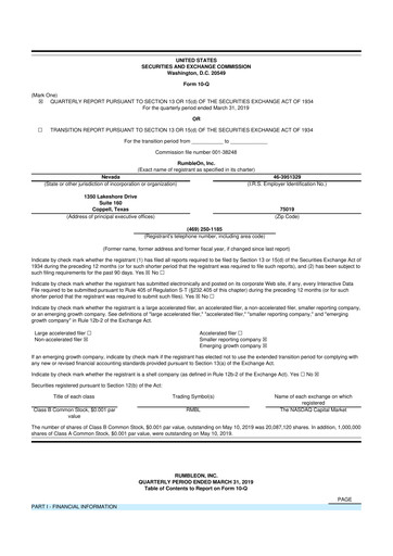 Miniature RumbleOn 10-Q Rapport trimestriel 2019 
