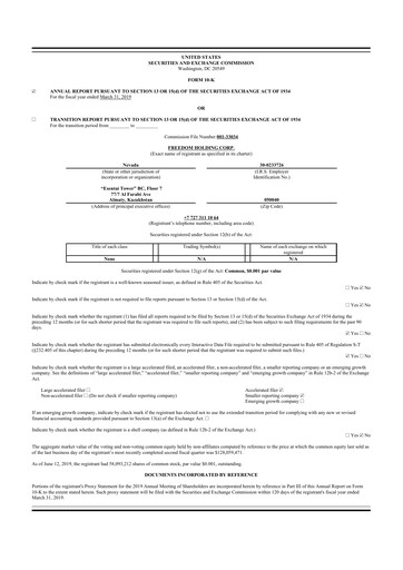 Vorschaubild Freedom Holding 10-K Jahresbericht 2019
