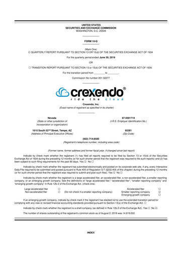 Vorschaubild Crexendo 10-Q Quartalsbericht 2019 